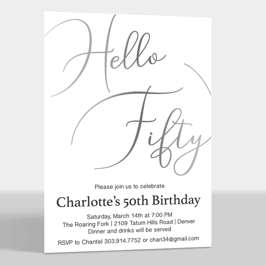 Hello Fifty Foil Birthday Invitations